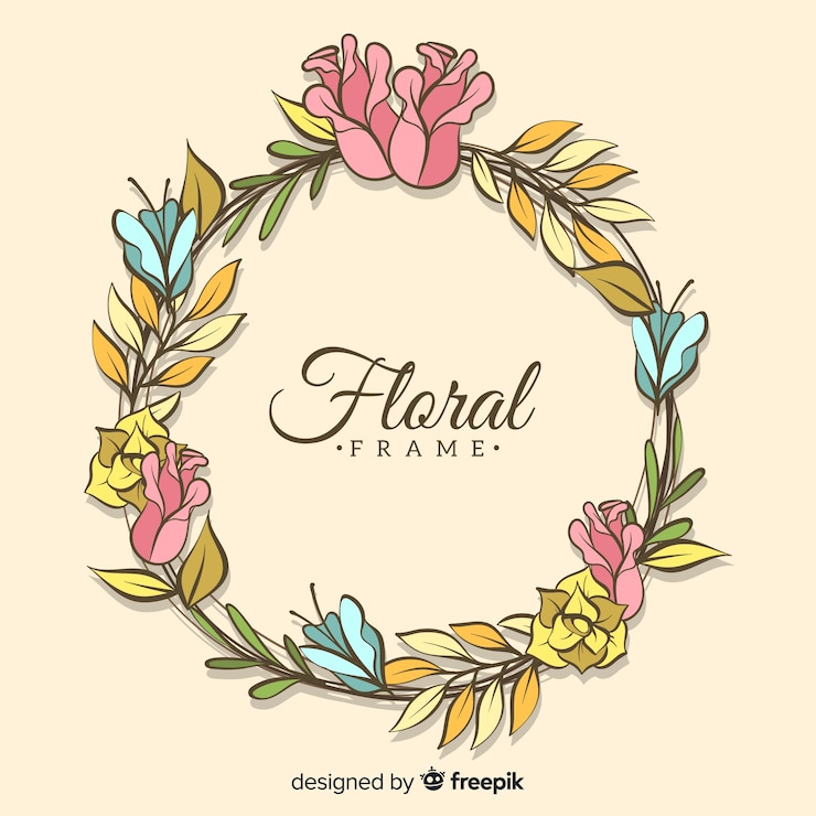 Vetor grátis linda mão desenhada floral frame