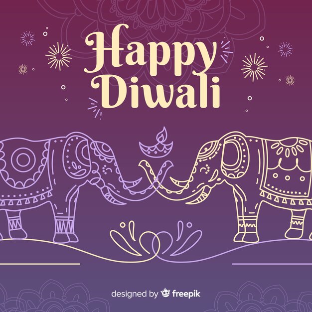 Linda mão desenhada fundo diwali
