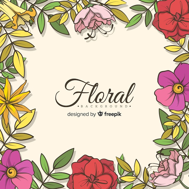 Vetor grátis linda mão desenhada fundo floral