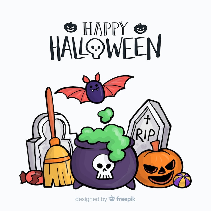 Vetor grátis linda mão desenhada fundo halloween