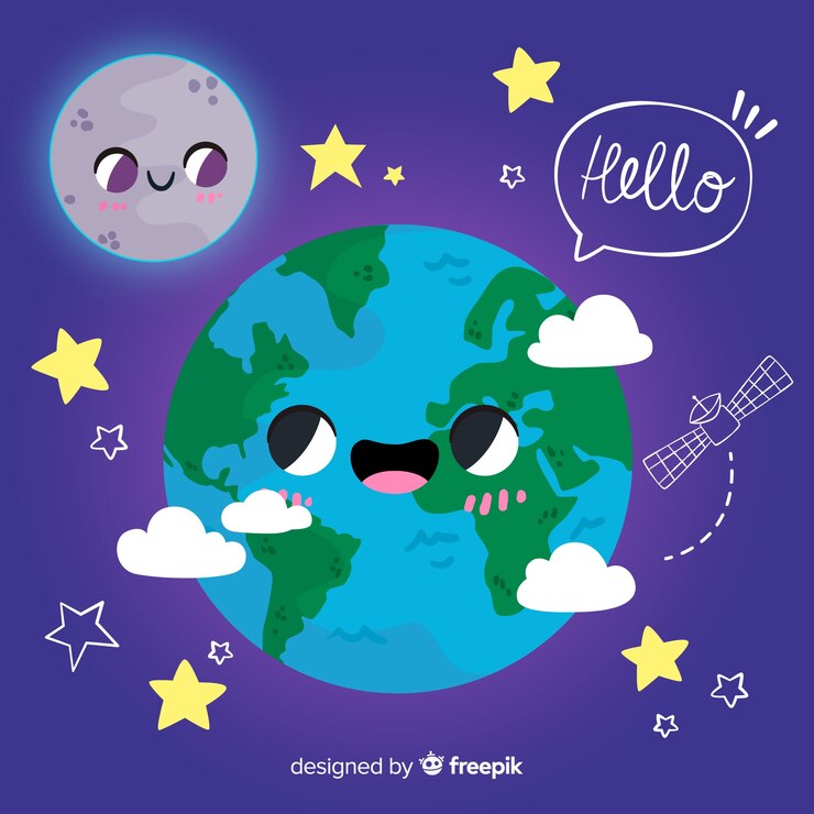 Vetor grátis linda mão desenhada planeta terra composição