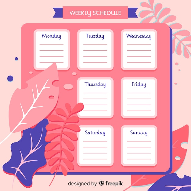 Vetor grátis linda programação semanal com estilo floral
