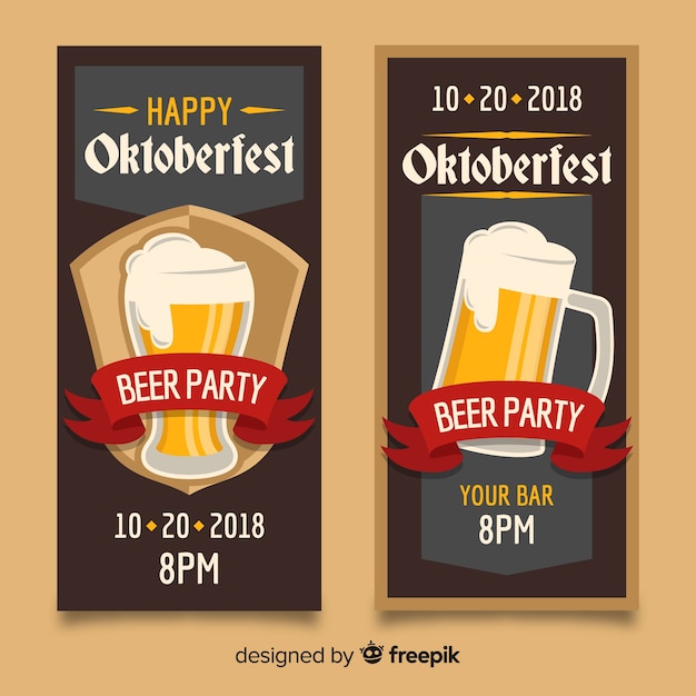 Lindas bandeiras de oktoberfest com design plano