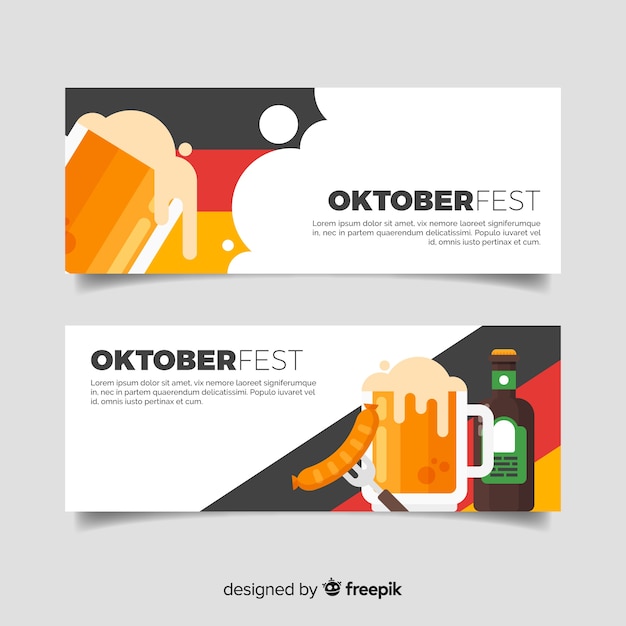 Lindas bandeiras de oktoberfest com design plano