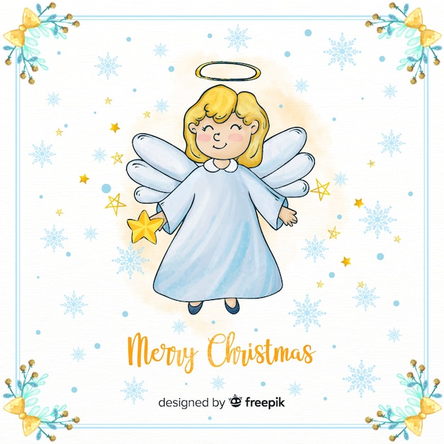 Lindo anjo de natal em aquarela