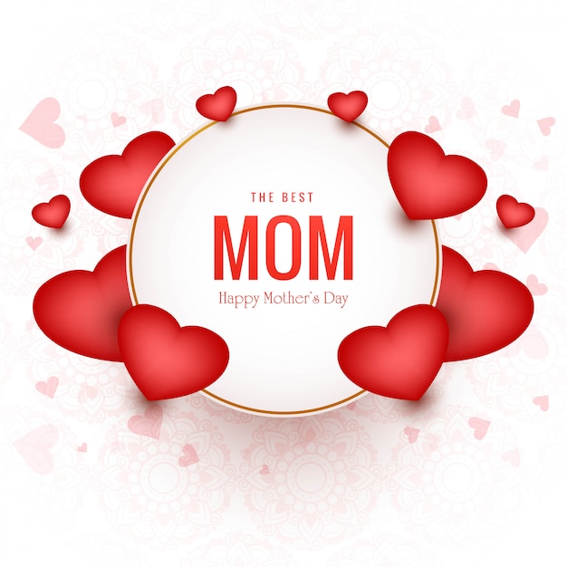 Vetor grátis lindo cartão de dia das mães feliz com fundo de corações