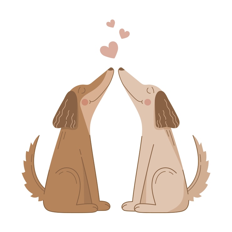 Vetor grátis lindo casal de cães de dia dos namorados