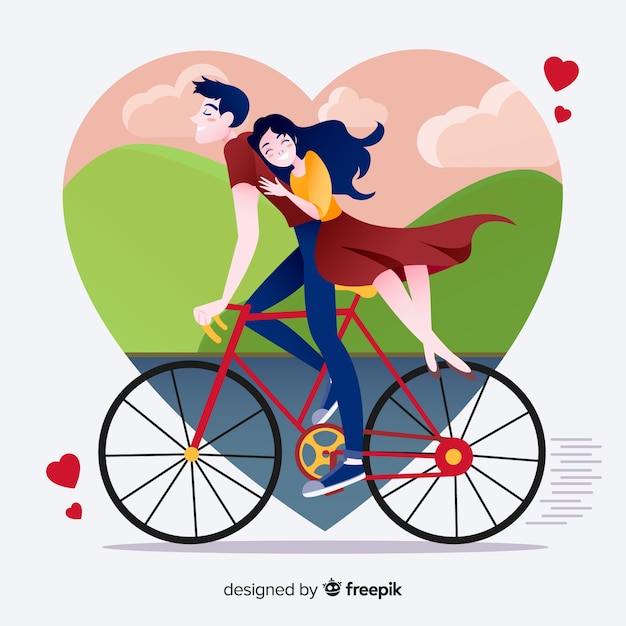 Lindo casal na ilustração de amor no design plano