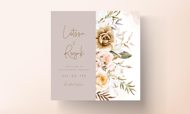 Vetor grátis lindo conjunto de cartão de convite de casamento de flores desenhadas à mão