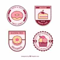 Vetor grátis lindo conjunto de emblemas de sobremesa