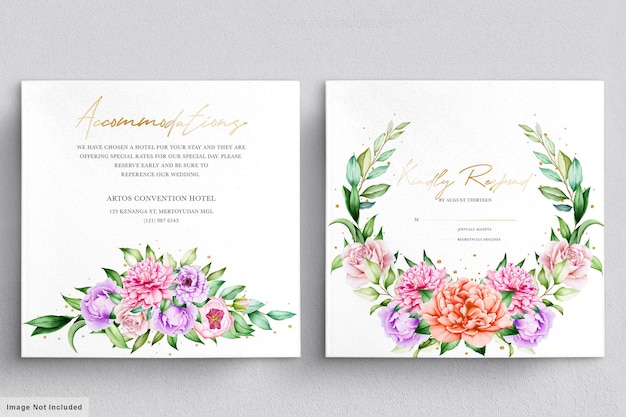 lindo convite de casamento com flores em aquarela