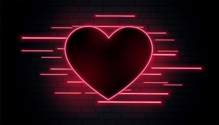 Vetor grátis lindo coração neon romântico