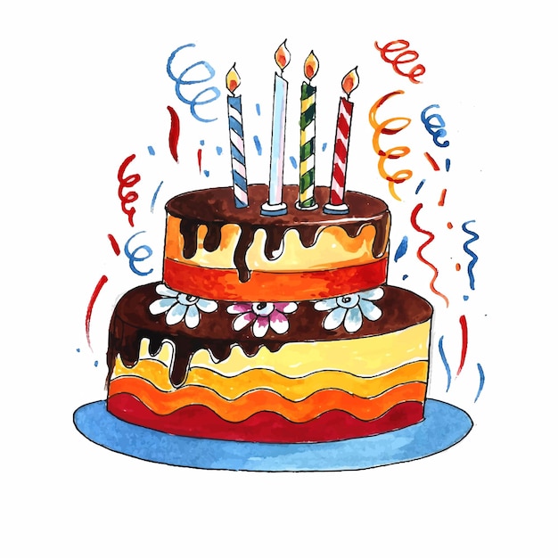 Desenho de bolo de aniversário Vetor Pre, Premium Vector #Freepik  #vector #aniversario #b…