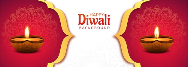 Lindo design decorativo de banner diwali diya