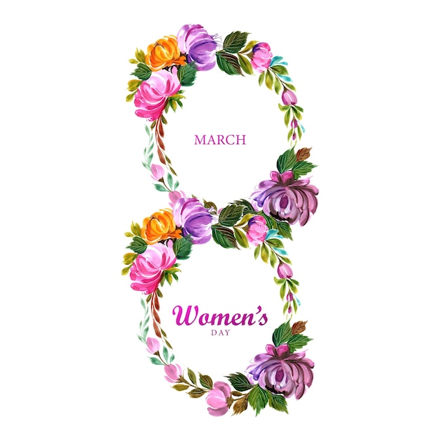 Lindo floral com design de cartão de dia das mulheres de 8 de março