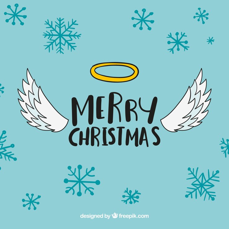 Vetor grátis lindo fundo de natal com asas de anjo