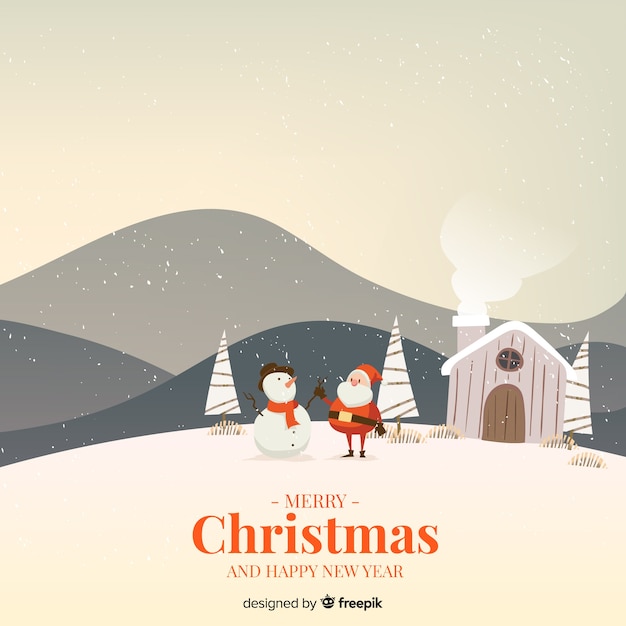 Lindo fundo de natal com design plano