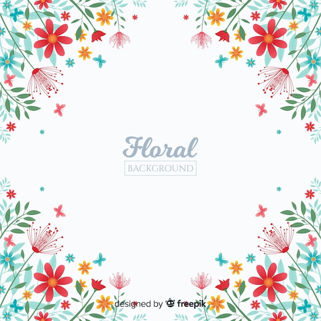 Lindo fundo floral com design plano