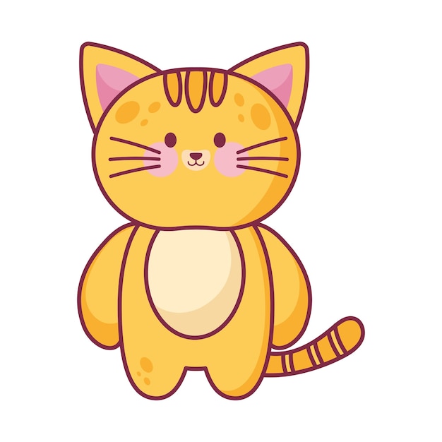 Vetor grátis lindo gatinho amarelo kawaii