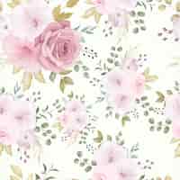 Vetor grátis lindo padrão floral sem costura com flor rosa empoeirada