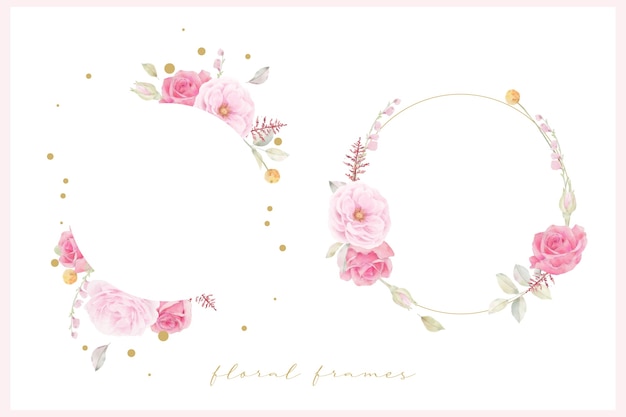Lindo quadro floral com aquarela rosa