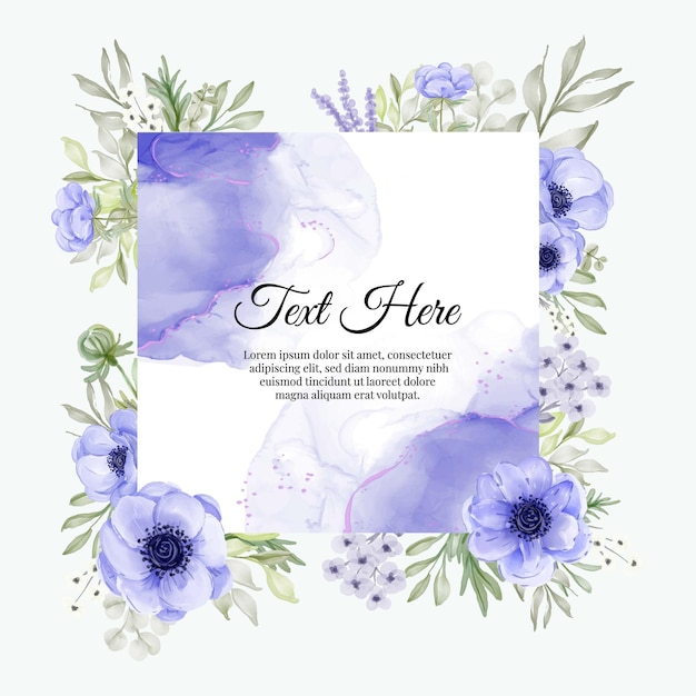 Vetor grátis lindo quadro floral com roxo anêmona