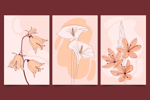 Vetor grátis lindos cartões florais lisos