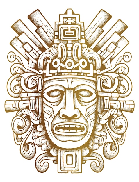 Vetor grátis linha de arte dourada design de cabeça tribal
