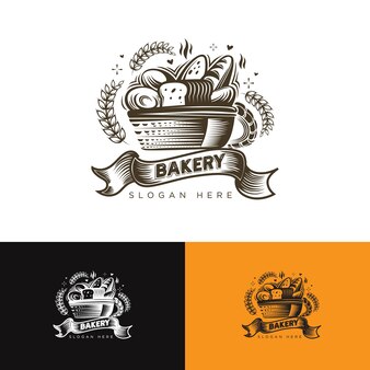 Linha de logotipo clássico de padaria com estilo elegante cor preta este logotipo é adequado para sua marca de padaria