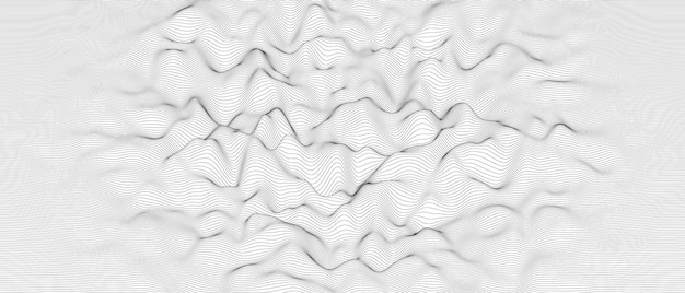 Linha de som monocromática ondas abstrato. Formas de linha distorcidas em um fundo branco.