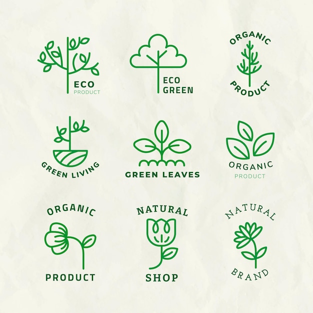 Vetor grátis linha eco logo template vector para branding com texto definido