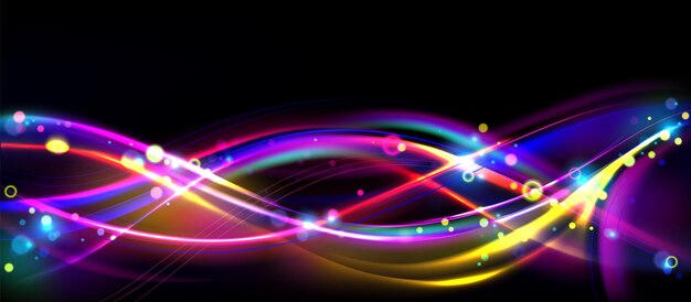 Linhas coloridas de curva de onda de holograma de efeito de luz