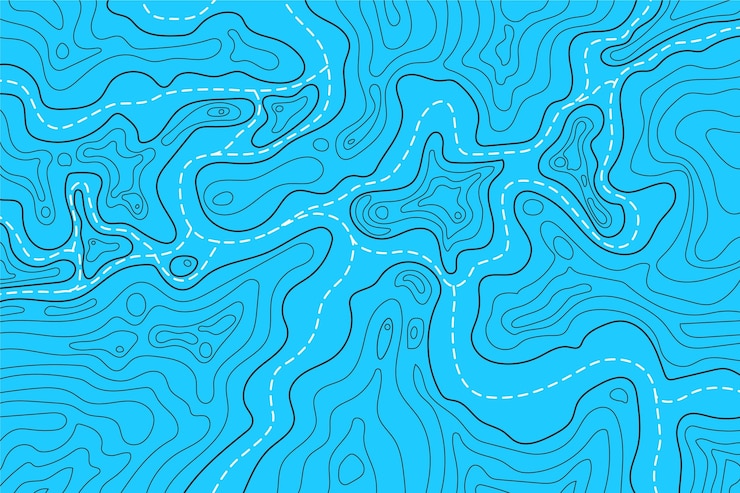 Vetor grátis linhas de contorno do mapa topográfico cores de água