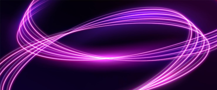 Vetor grátis linhas de luz de néon abstratas brilhando no preto