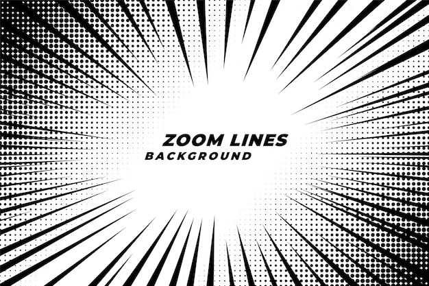 Linhas de zoom cômicas de fundo de movimento com efeito de meio tom