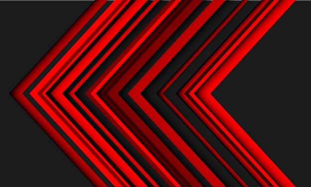 Linhas vermelhas abstratas direção da seta geométrica no vetor de fundo futurista moderno de design cinza