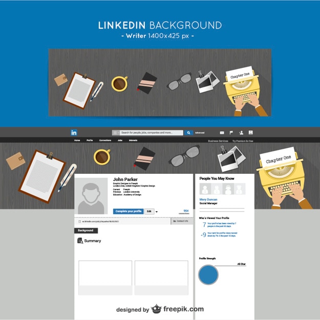 Linkedin escritor fundo