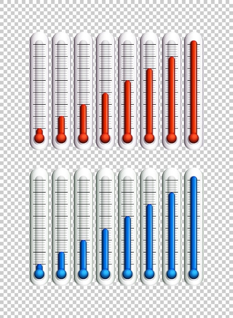 Vetor grátis líquidos azuis e vermelhos em termômetros