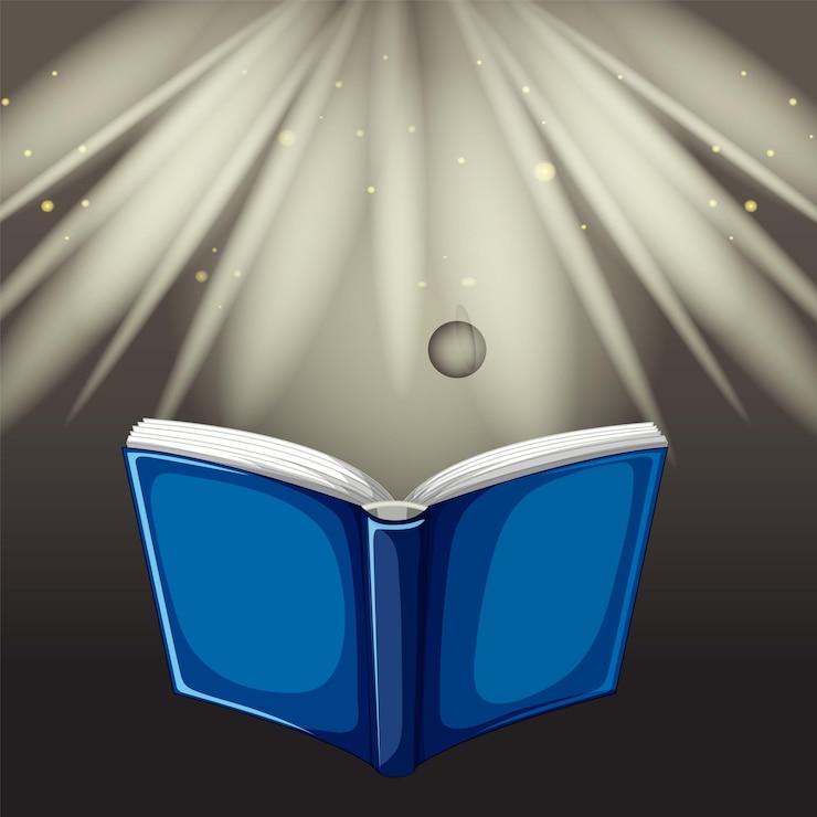 Vetor grátis livro aberto com luz radiante