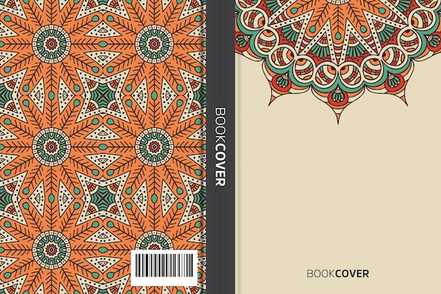 Livro de capa com design de elemento de mandala Vetor grátis