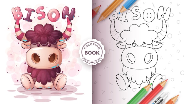 Livro de colorir animal Teddy Bison