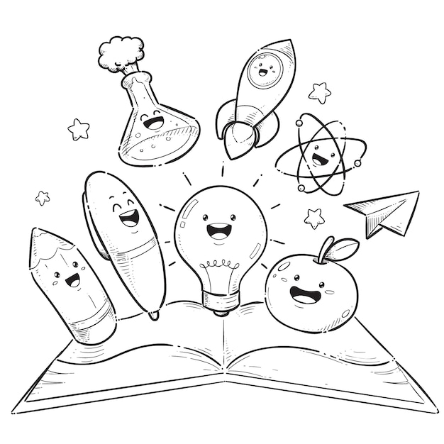 Desenho de Livro de texto kawaii para Colorir - Colorir.com