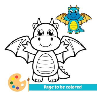 Livro de colorir para crianças, vetor de dragão