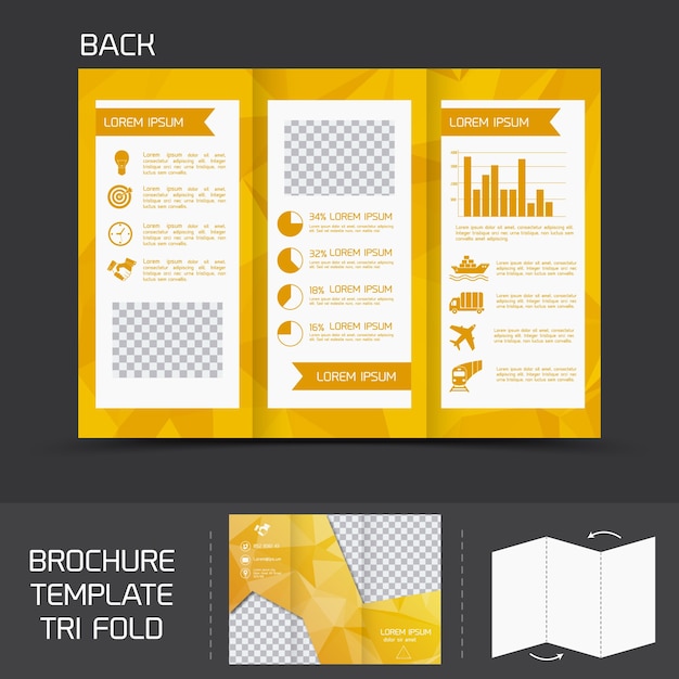 Livro de logística amarela folheto folheto tri-fold design back template vector illustration