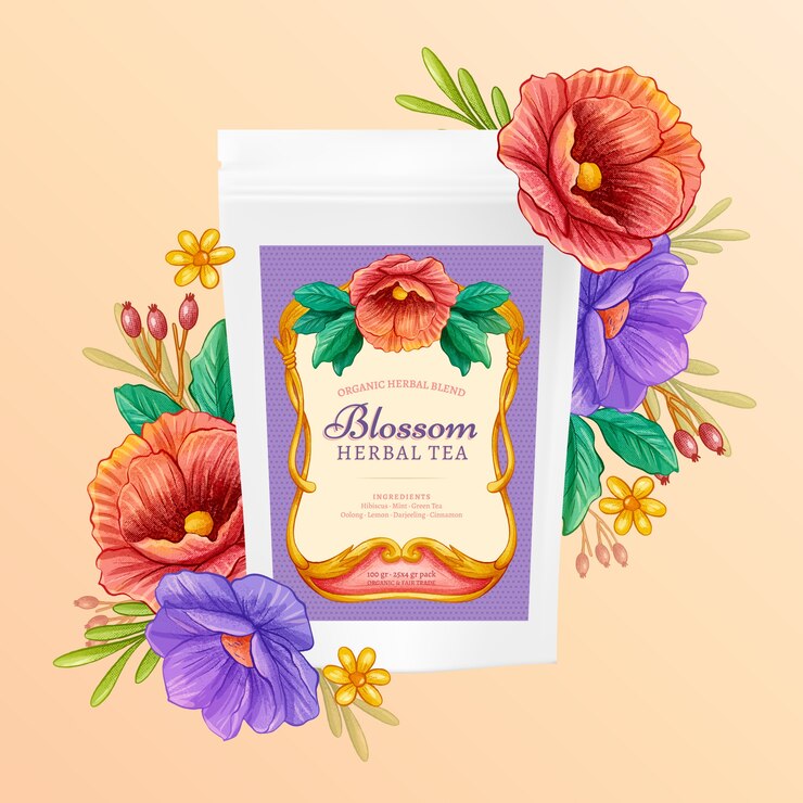 Vetor grátis local de publicidade de produtos desenhados à mão com flores