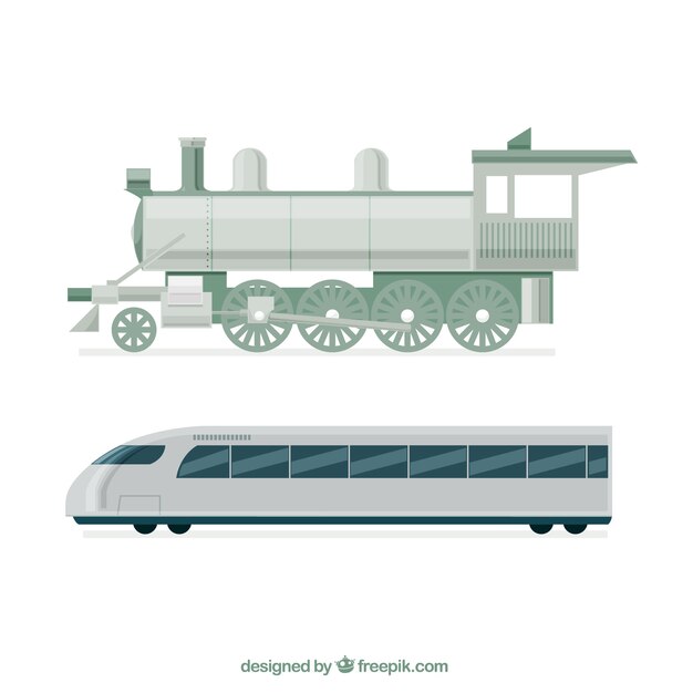 Locomotiva, modernos, trem, plano, desenho
