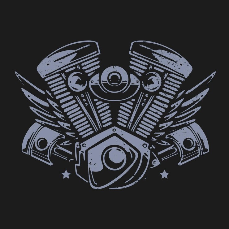 Vetor grátis logo clássico do motor de motocicleta vintage