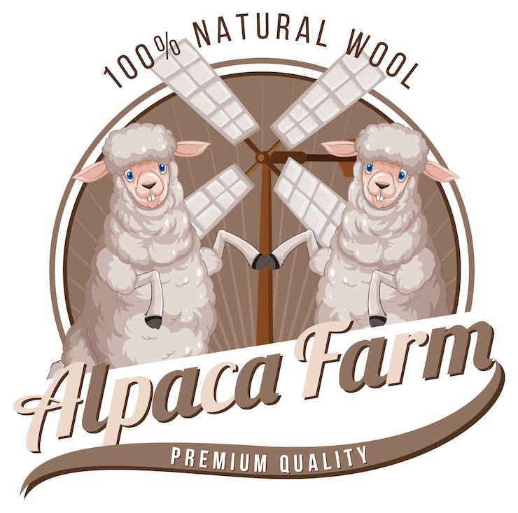 Vetor grátis logo da fazenda de alpaca para produtos de lã
