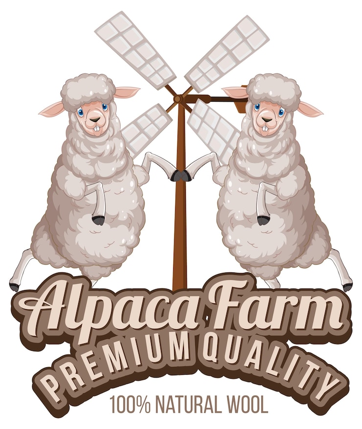Vetor grátis logo da fazenda de alpaca para produtos de lã