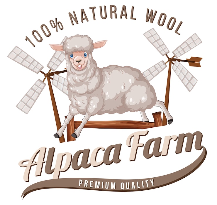 Vetor grátis logo da fazenda de alpaca para produtos de lã